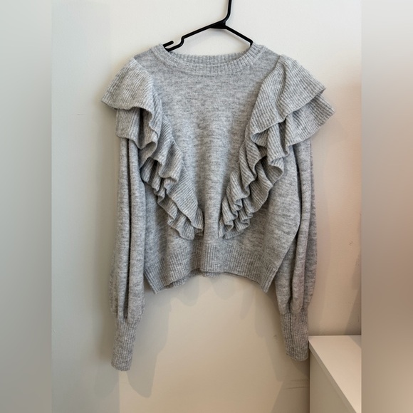 H&M Light Gray Ruffled Sweater - Picture 1 of 5